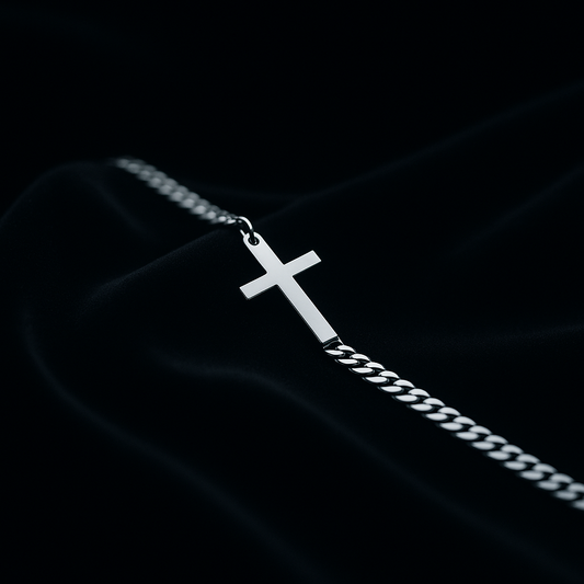 Pulsera de cruz plateada