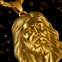 Colgante Rostro de Cristo en acero inoxidable dorado