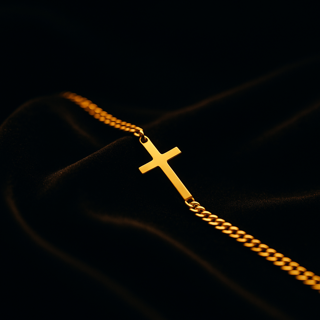 Pulsera de cruz dorada